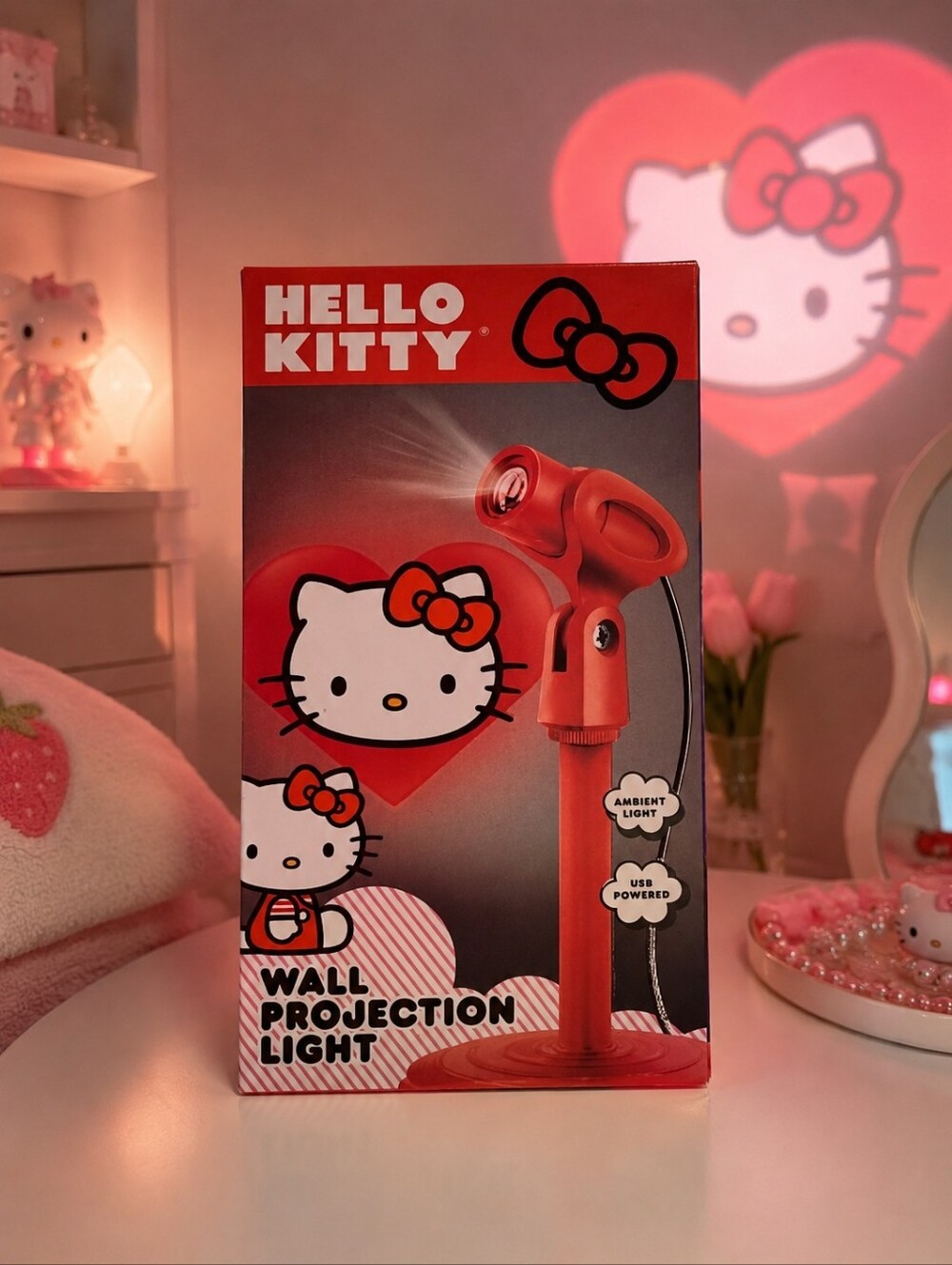 Hello Kitty Wall Projection Light Sanrio Kawaii Room Decor NWT